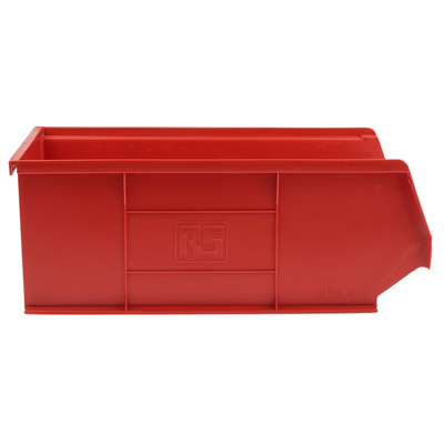 RS PRO PP Storage Bin, 130mm x 205mm, Red