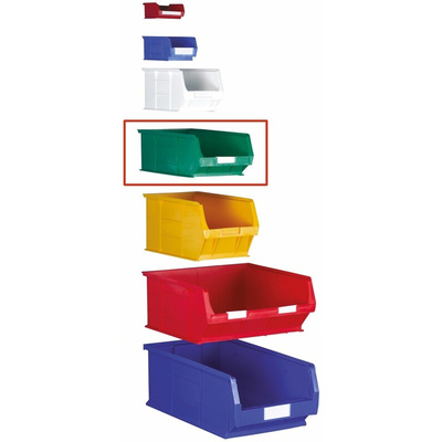 RS PRO PP Storage Bin, 130mm x 205mm, Green