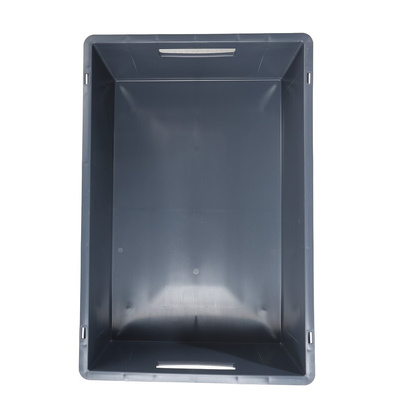 RS PRO 40L Grey PP Large Euro Containers, 200mm x 400mm x 600mm