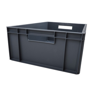RS PRO 40L Grey PP Large Euro Containers, 200mm x 400mm x 600mm
