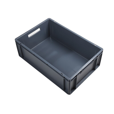 RS PRO 40L Grey PP Large Euro Containers, 200mm x 400mm x 600mm