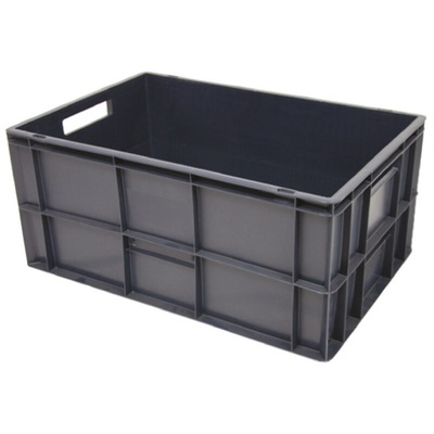 RS PRO 52L Grey PP Large Euro Containers, 600mm x 400mm x 270mm