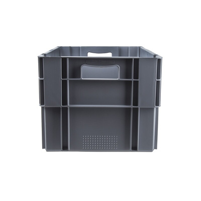 RS PRO 60L Grey PP Large Storage Box, 320mm x 400mm x 600mm