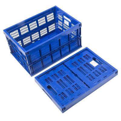 RS PRO 45L Blue PP Large Folding Crate, 270mm x 525mm x 270mm