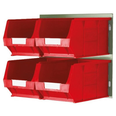 RS PRO PP Storage Bin, 132mm x 205mm, Red