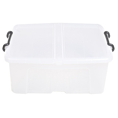 RS PRO 24L Transparent Polymer Medium Storage Box, 190mm x 395mm x 500mm
