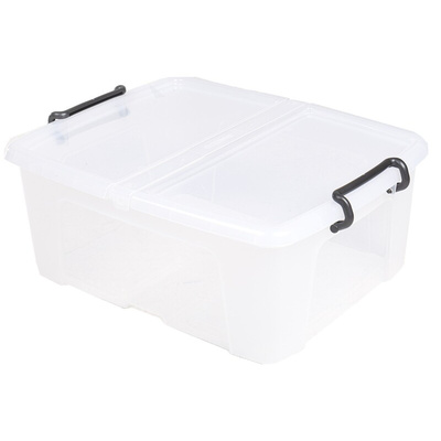 RS PRO 24L Transparent Polymer Medium Storage Box, 190mm x 395mm x 500mm