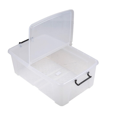 RS PRO 50L Transparent Polymer Large Storage Box, 230mm x 450mm x 700mm