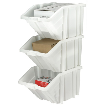 RS PRO PP Storage Bin, 345mm x 400mm, White