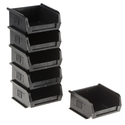 RS PRO PP Storage Bin, 50mm x 100mm, Black