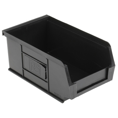 RS PRO PP Storage Bin, 75mm x 100mm, Black
