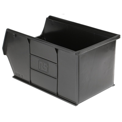 RS PRO PP Storage Bin, 182mm x 205mm, Black