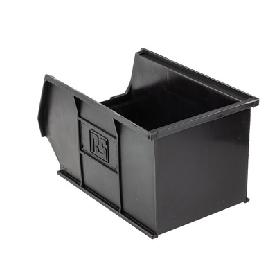 RS PRO PP Storage Bin, 132mm x 150mm, Black