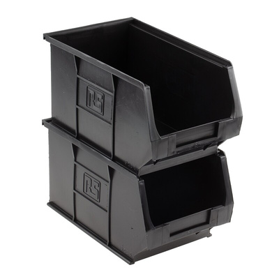 RS PRO PP Storage Bin, 132mm x 150mm, Black