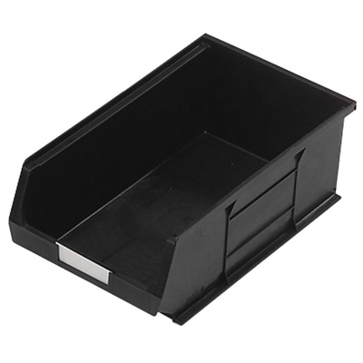 RS PRO PP Storage Bin, 132mm x 205mm, Black