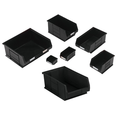 RS PRO PP Storage Bin, 182mm x 420mm, Black