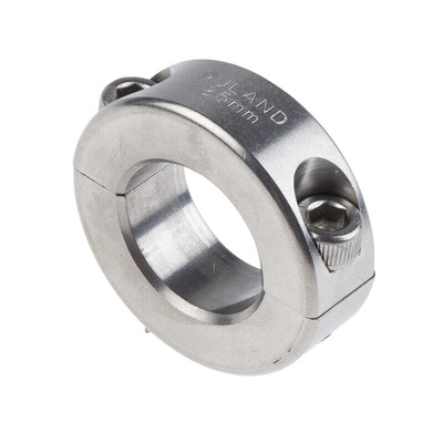 Ruland Shaft Collar Two Piece Clamp Screw, Bore 25mm, OD 45mm, W 15mm, 303 Stainless Steel