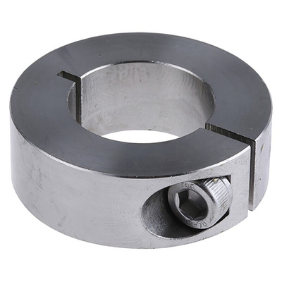 Huco Shaft Collar One Piece Clamp Screw, Bore 25mm, OD 45mm, W 15mm, Stainless Steel