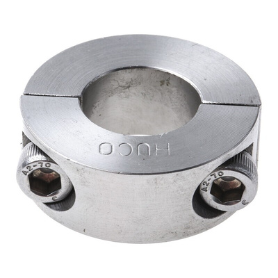 Huco Shaft Collar Two Piece Clamp Screw, Bore 20mm, OD 40mm, W 15mm, Stainless Steel