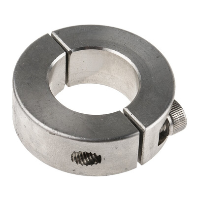 Huco Shaft Collar Two Piece Clamp Screw, Bore 25mm, OD 45mm, W 15mm, Stainless Steel