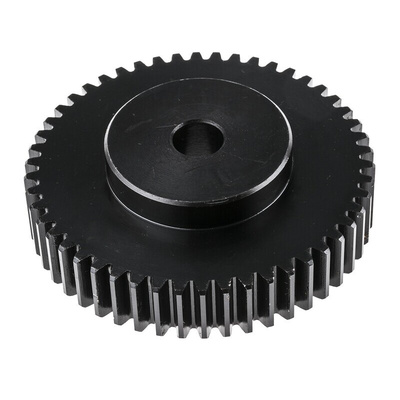 RS PRO Steel 50 Teeth Spur Gear, 2 Module, 15mm Bore Diam, 100mm Pitch Diam, 55mm Hub Diam