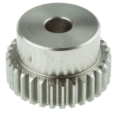 RS PRO Stainless Steel 30 Teeth Spur Gear, 1 Module, 8mm Bore Diam, 30mm Pitch Diam, 25mm Hub Diam