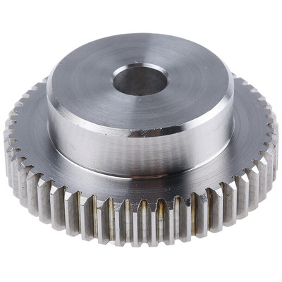 RS PRO Stainless Steel 50 Teeth Spur Gear, 1 Module, 10mm Bore Diam, 50mm Pitch Diam, 35mm Hub Diam