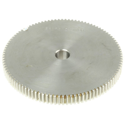 RS PRO Stainless Steel 100 Teeth Spur Gear, 1 Module, 12mm Bore Diam, 100mm Pitch Diam, 60mm Hub Diam