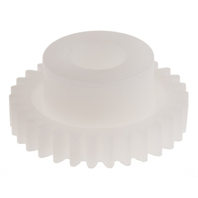 RS PRO POM 30 Teeth Spur Gear, 0.5 Module, 5mm Bore Diam, 15mm Pitch Diam, 10mm Hub Diam