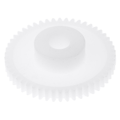 RS PRO POM 50 Teeth Spur Gear, 0.5 Module, 5mm Bore Diam, 25mm Pitch Diam, 12mm Hub Diam