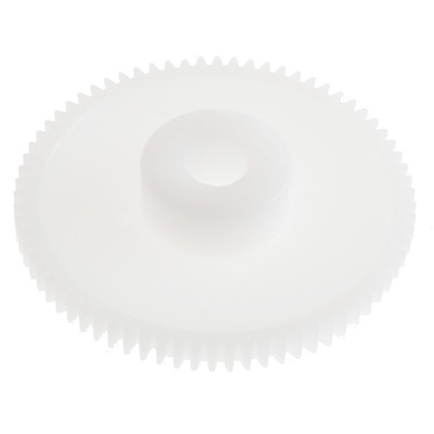 RS PRO POM 72 Teeth Spur Gear, 0.5 Module, 6mm Bore Diam, 36mm Pitch Diam, 14mm Hub Diam