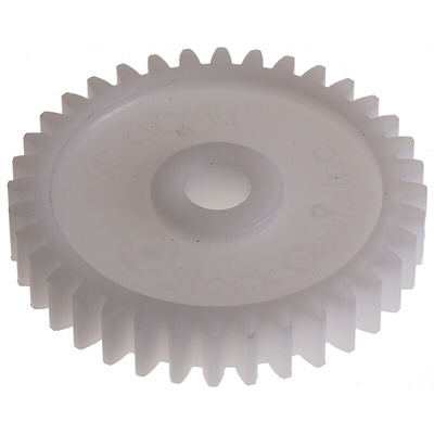 RS PRO POM 36 Teeth Spur Gear, 1 Module, 6mm Bore Diam, 36mm Pitch Diam, 14mm Hub Diam