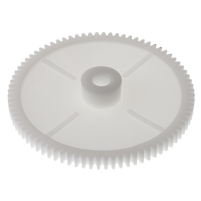 RS PRO POM 80 Teeth Spur Gear, 1 Module, 8mm Bore Diam, 80mm Pitch Diam, 18mm Hub Diam