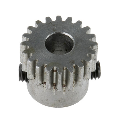 RS PRO Steel 20 Teeth Spur Gear, 0.5 Module, 4mm Bore Diam, 10mm Pitch Diam, 9mm Hub Diam