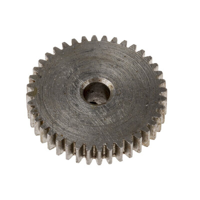 RS PRO Steel 40 Teeth Spur Gear, 0.5 Module, 4mm Bore Diam, 20mm Pitch Diam, 9mm Hub Diam
