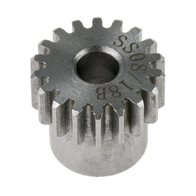 RS PRO Steel 18 Teeth Spur Gear, 0.8 Module, 5mm Bore Diam, 14.4mm Pitch Diam, 12mm Hub Diam