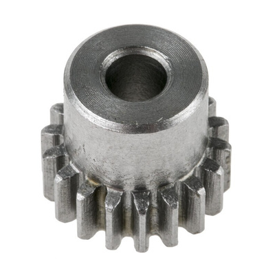 RS PRO Steel 18 Teeth Spur Gear, 0.8 Module, 5mm Bore Diam, 14.4mm Pitch Diam, 12mm Hub Diam
