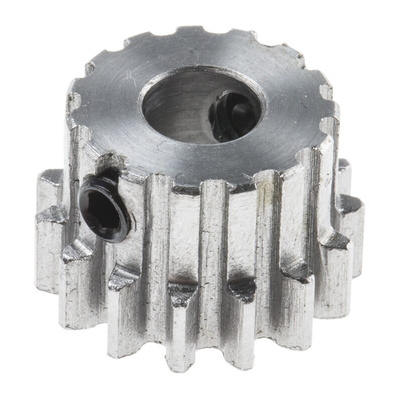 RS PRO Steel 15 Teeth Spur Gear, 1 Module, 6mm Bore Diam, 15mm Pitch Diam, 14mm Hub Diam