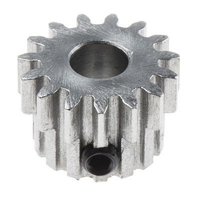 RS PRO Steel 15 Teeth Spur Gear, 1 Module, 6mm Bore Diam, 15mm Pitch Diam, 14mm Hub Diam