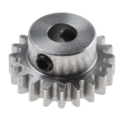 RS PRO Steel 20 Teeth Spur Gear, 1 Module, 6mm Bore Diam, 20mm Pitch Diam, 14mm Hub Diam