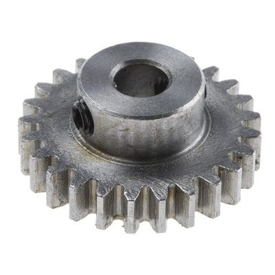 RS PRO Steel 25 Teeth Spur Gear, 1 Module, 6mm Bore Diam, 25mm Pitch Diam, 14mm Hub Diam