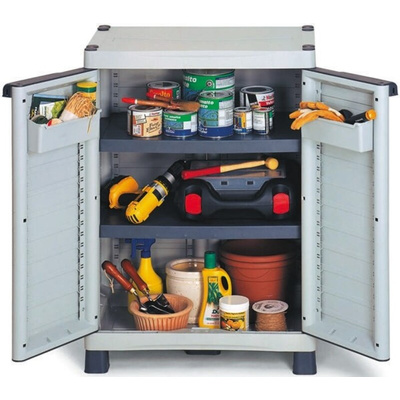 RS PRO PP Grey Modular Shelving Base Cabinet, 976mm, 700mm x 438mm