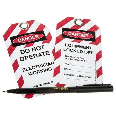 10 x 'Do Not Operate, Electrician Working, Equipment Locked Off' Lockout Tag