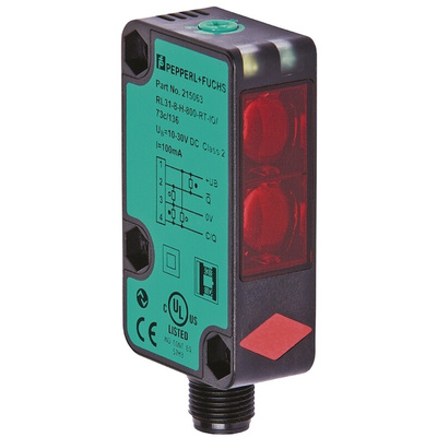 Pepperl + Fuchs Diffuse Photoelectric Sensor, Block Sensor, 2.5 m Detection Range