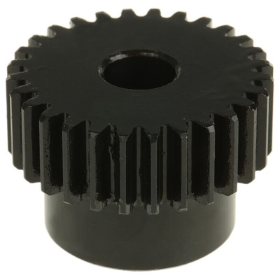 RS PRO Steel 28 Teeth Spur Gear, 1 Module, 8mm Bore Diam, 28mm Pitch Diam, 22mm Hub Diam
