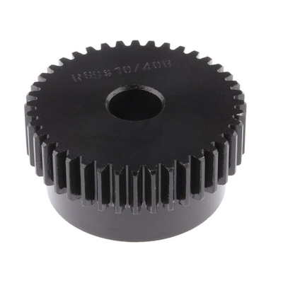 RS PRO Steel 40 Teeth Spur Gear, 1 Module, 10mm Bore Diam, 40mm Pitch Diam, 35mm Hub Diam