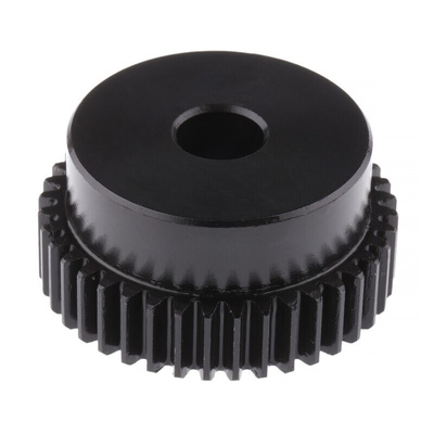 RS PRO Steel 40 Teeth Spur Gear, 1 Module, 10mm Bore Diam, 40mm Pitch Diam, 35mm Hub Diam