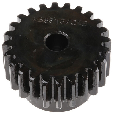 RS PRO Steel 24 Teeth Spur Gear, 1.5 Module, 8mm Bore Diam, 36mm Pitch Diam, 28mm Hub Diam