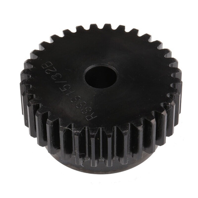 RS PRO Steel 32 Teeth Spur Gear, 1.5 Module, 10mm Bore Diam, 48mm Pitch Diam, 40mm Hub Diam