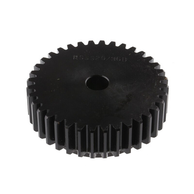RS PRO Steel 36 Teeth Spur Gear, 2 Module, 12mm Bore Diam, 72mm Pitch Diam, 55mm Hub Diam